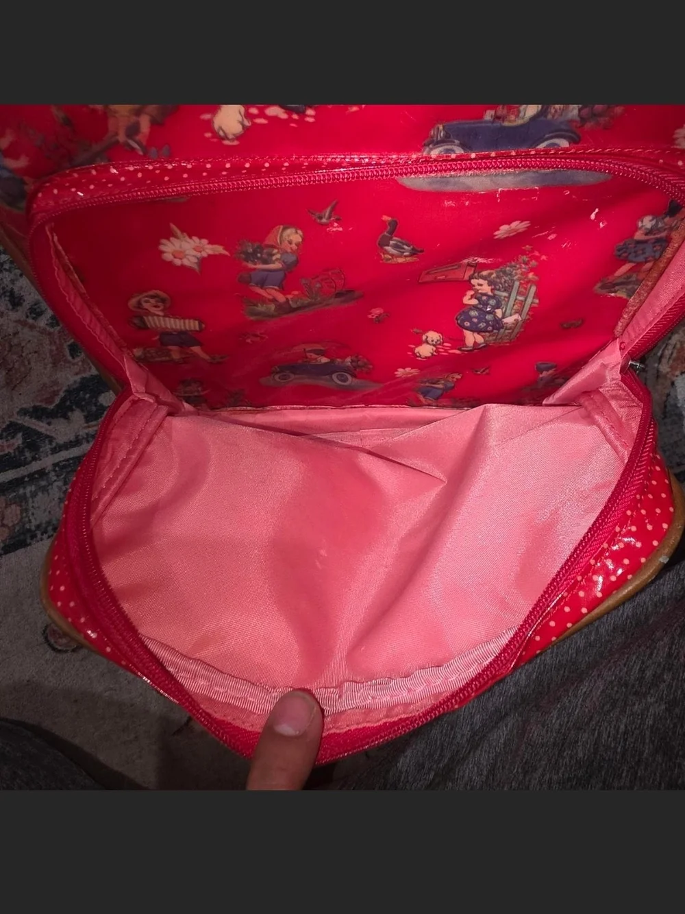 Kids Red Printed Carry Bag